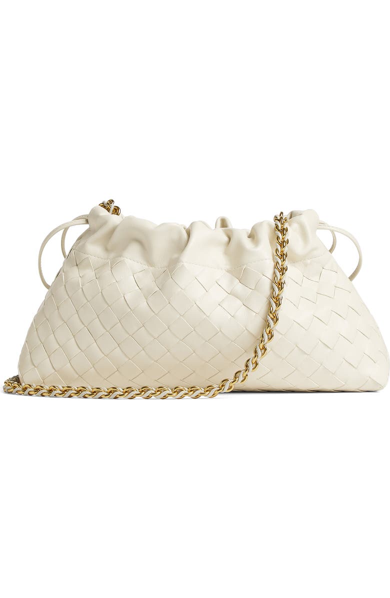 Bottega Veneta Dustbag Notte Intrecciato Leather Shoulder Bag, Main, color, Sea Salt