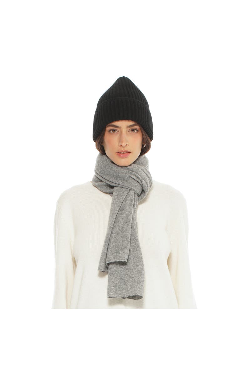 Monticelli Cashmere Pure Cashmere Ribbed Hat, Alternate, color, Black