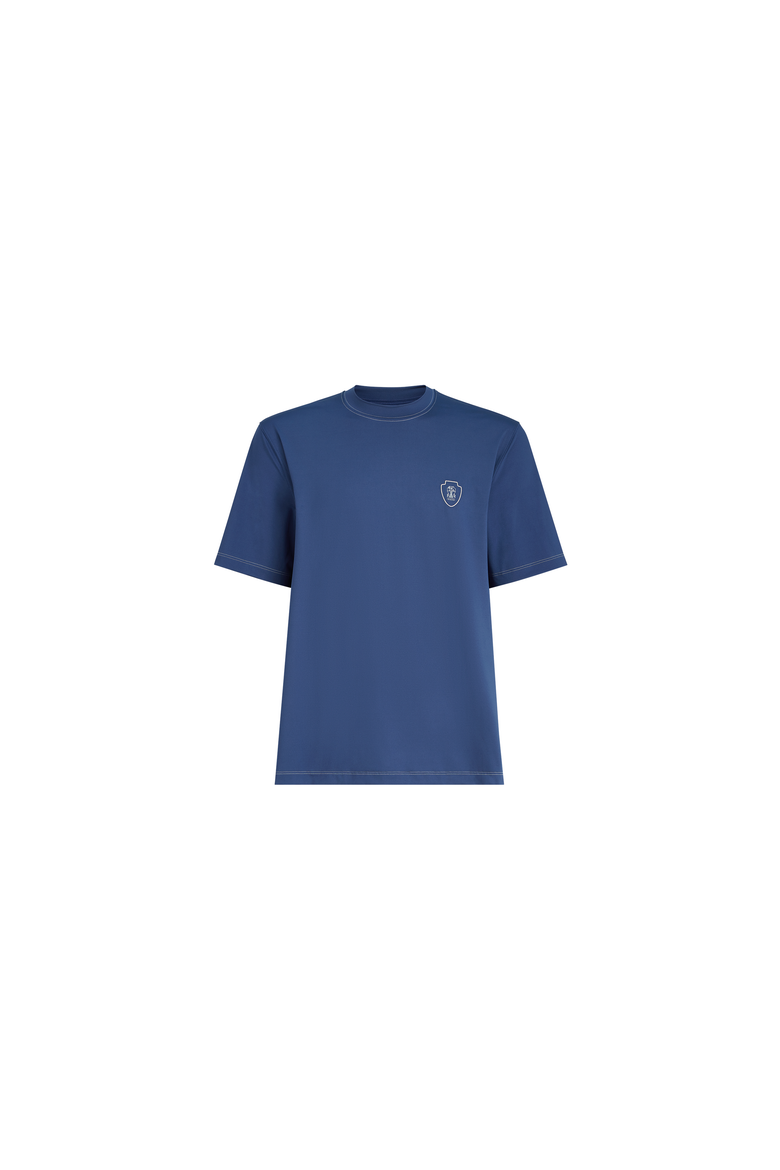 Comfort nylon crew neck T-shirt with logo, Alternate, color, Avio Blue