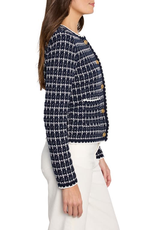 Nic + Zoe Nic+zoe Mixed Media Sweater Jacket In Indigo Multi