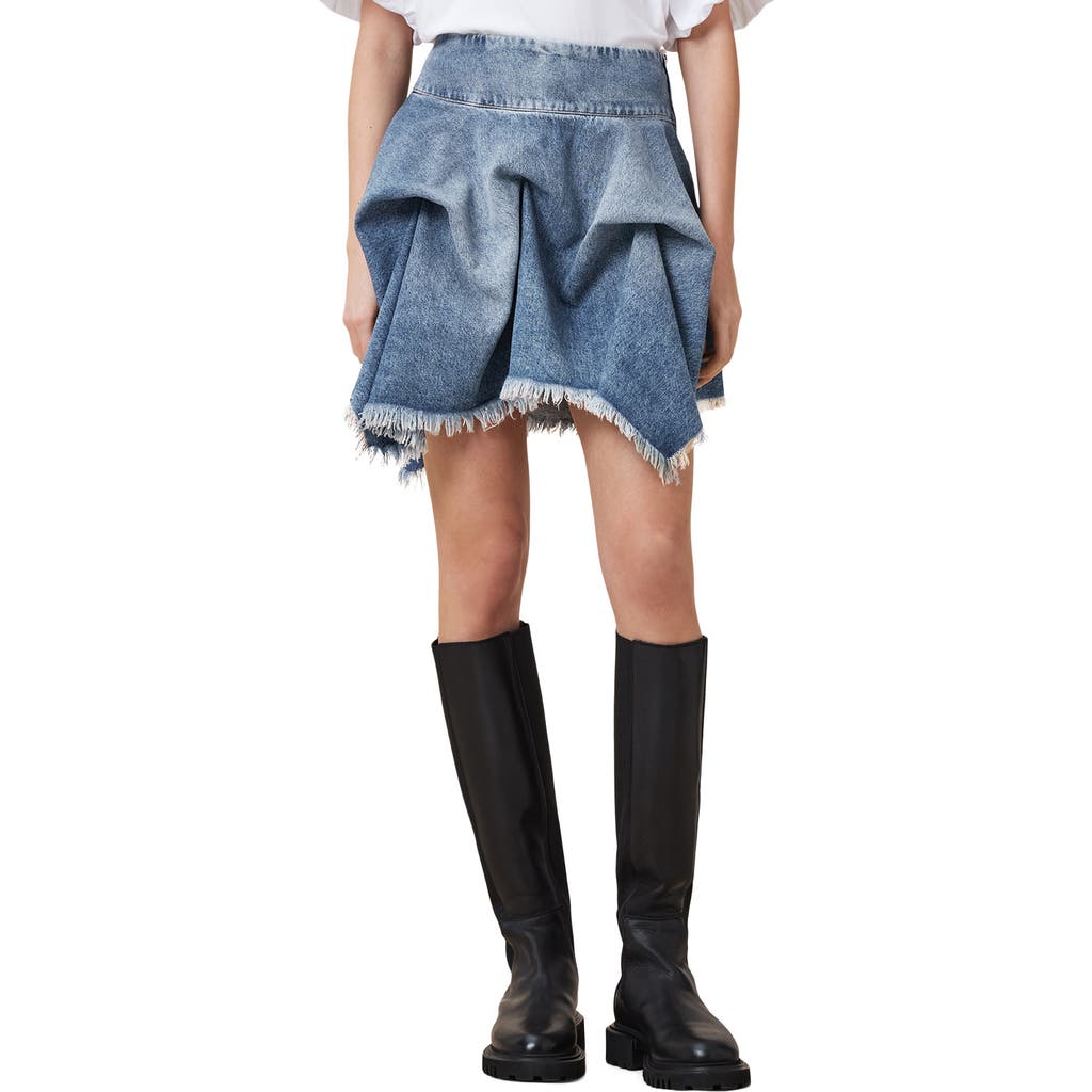 Allsaints Crissy Gathered Denim Skirt In Blue