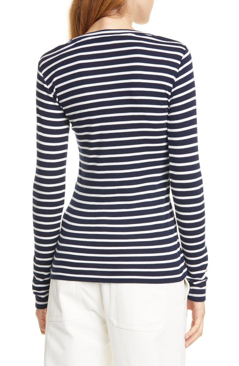 Vince Feeder Stripe Long Sleeve Pima Cotton Blend Top, Alternate, color, 