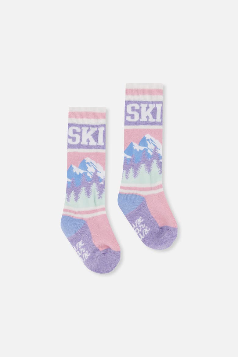 Mountain Graphic Merino Wool Ski Socks, Alternate, color, Light Pink