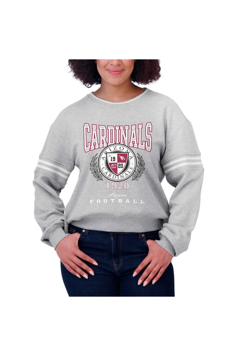 Women's WEAR by Erin Andrews Heather Gray Arizona Cardinals Cropped Pullover Sweatshirt, Alternate, color, Heather Gray