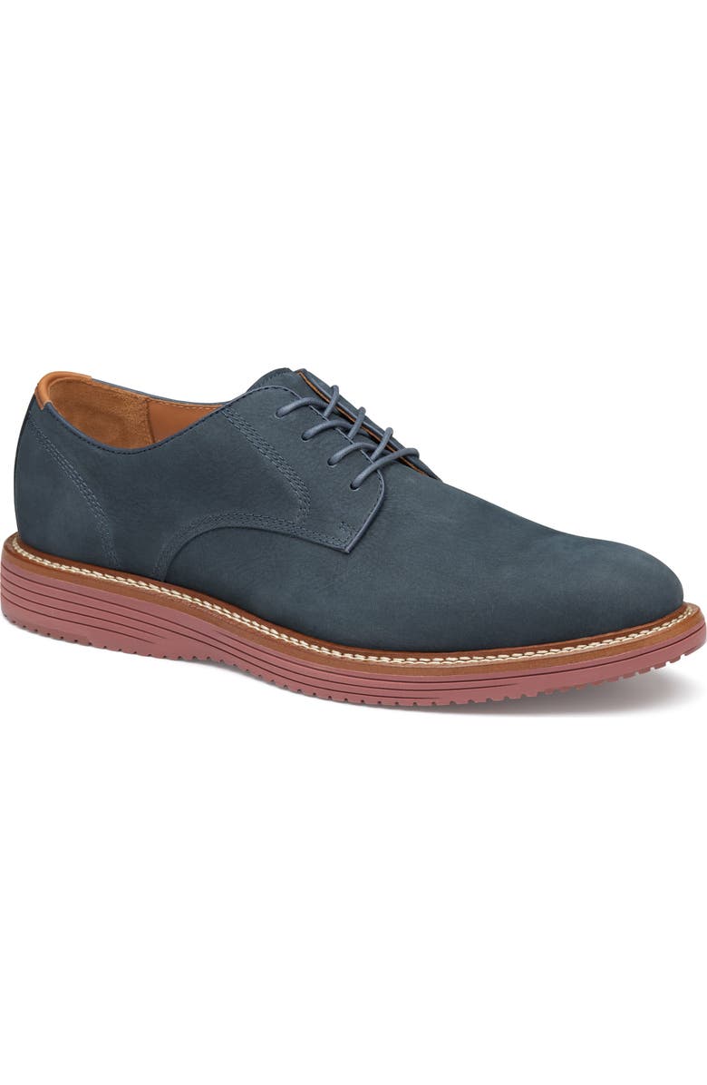 Johnston & Murphy Upton Plain Toe Derby, Main, color, Navy Nubuck