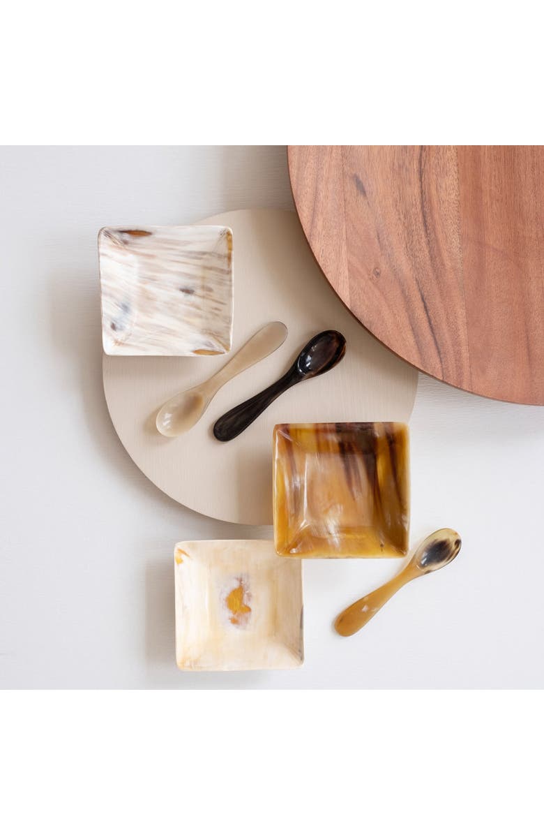 Maadili Collective Horn Spice Bowl with Spoon - Brown, Alternate, color, Brown