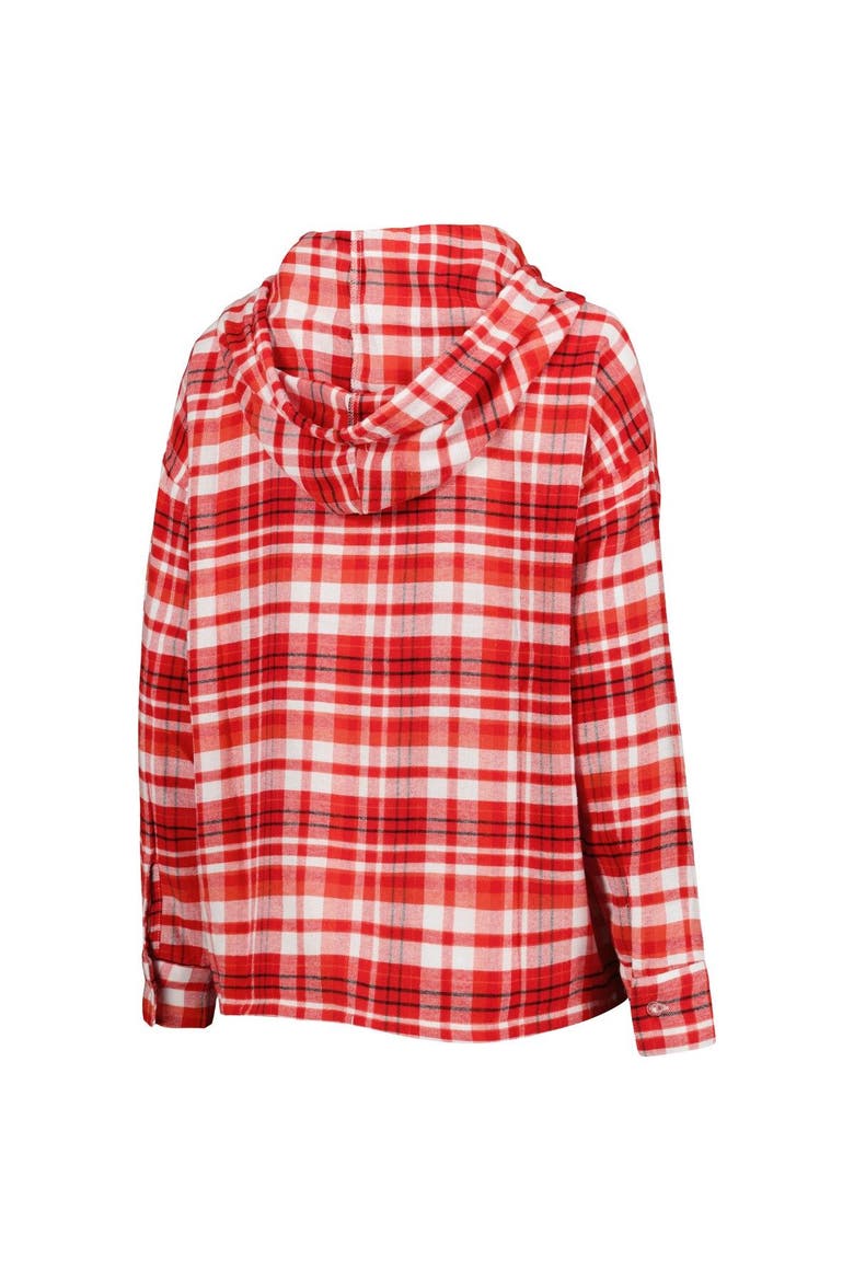 Women's Concepts Sport Red Wisconsin Badgers Mainstay Lightweight Flannel Plaid Pullover Hoodie, Alternate, color, Red