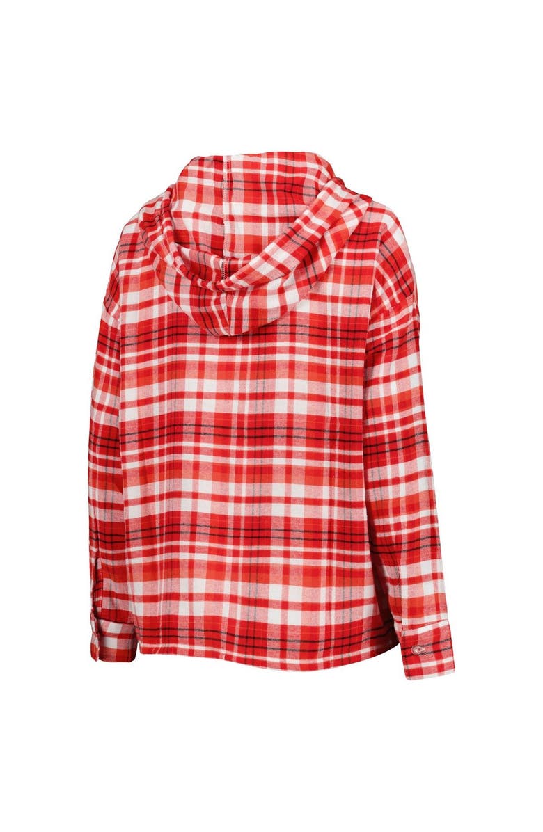 CONCEPTS SPORT Women's Concepts Sport Red Wisconsin Badgers Mainstay Lightweight Flannel Plaid Pullover Hoodie, Alternate, color,