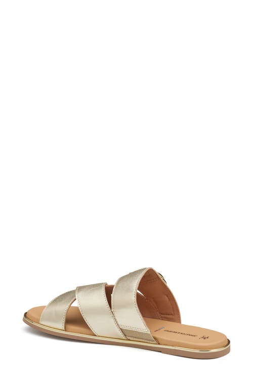 Johnston & Murphy Shayla Crossover Slide Sandal In Gold Metallic Sheepskin