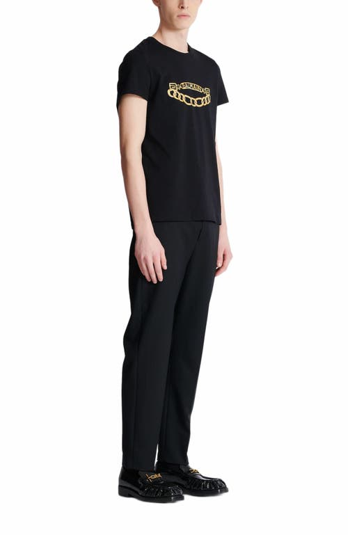 Balmain Black Crewneck T-shirt With Logo Print On The Front In Black