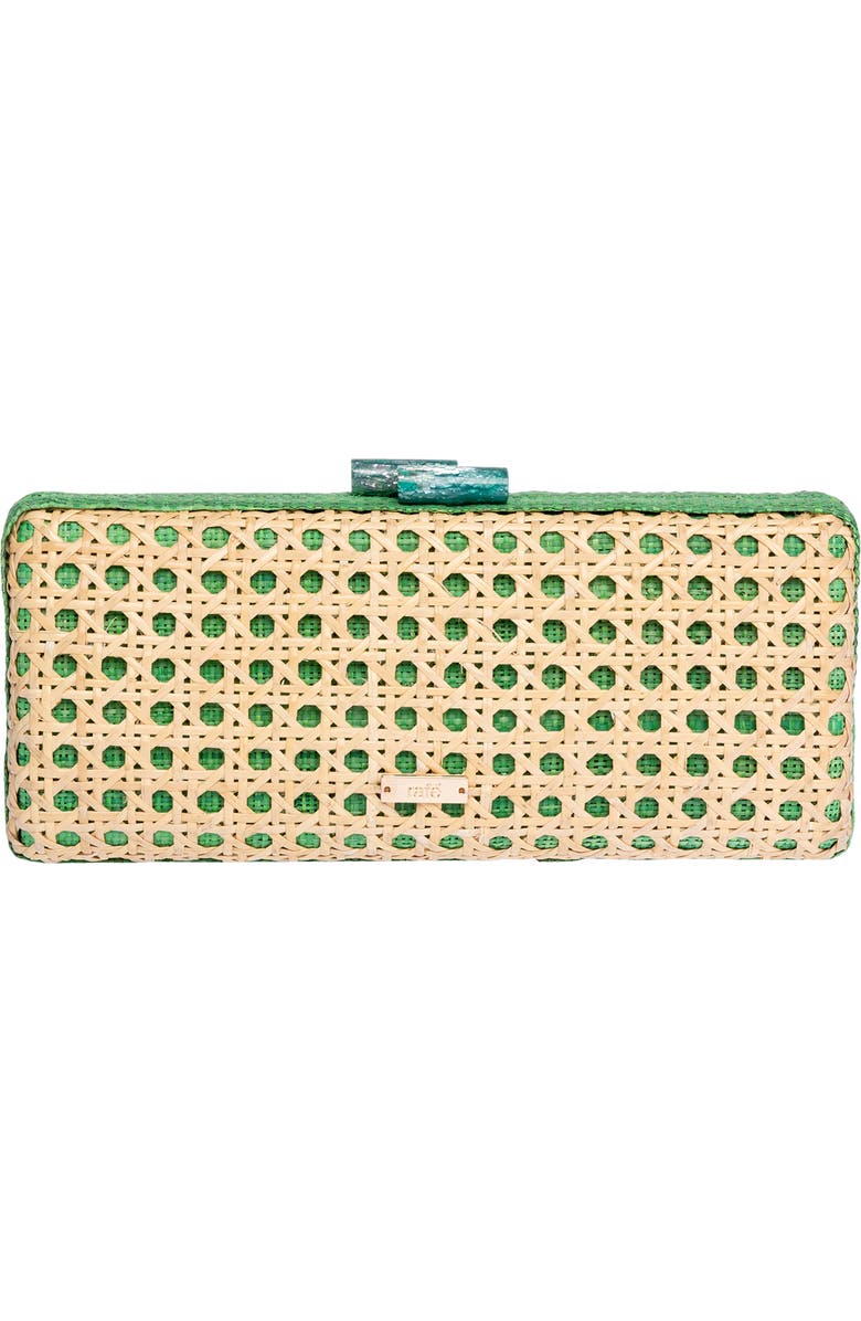 Rafe New York Alessandra Rattan Long Clutch, Alternate, color, Green