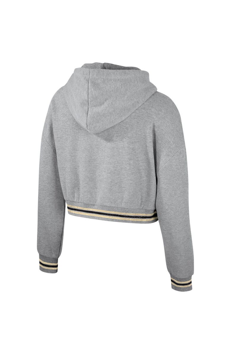THE WILD COLLECTIVE Women's The Wild Collective Heather Gray Colorado Buffaloes Cropped Shimmer Pullover Hoodie, Alternate, color, 