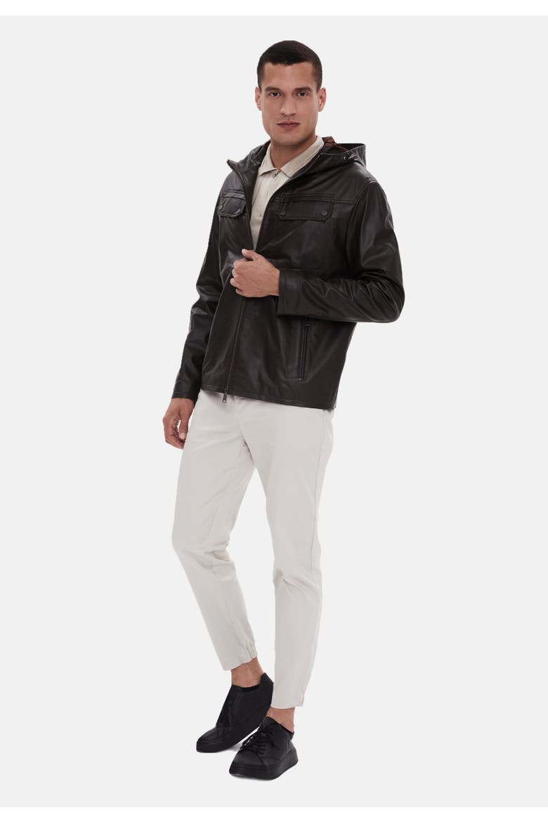 Horace Leather Jacket, Alternate, color, Brown