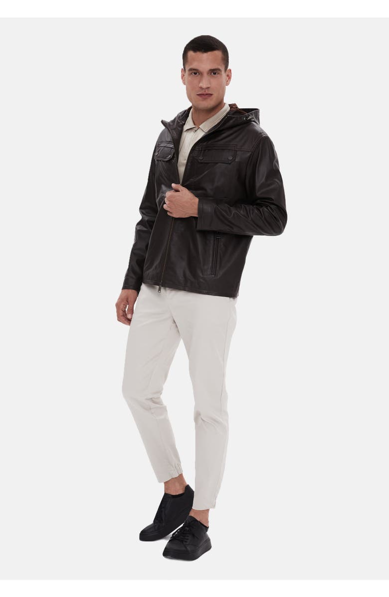 Furniq UK Horace Leather Jacket, Alternate, color, Brown