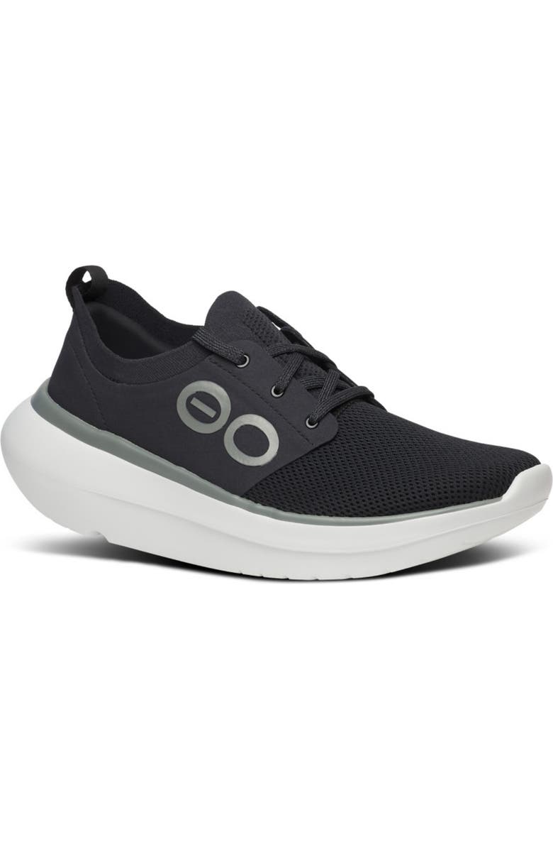 Oofos OOmy Stride Sneaker, Main, color, White Black