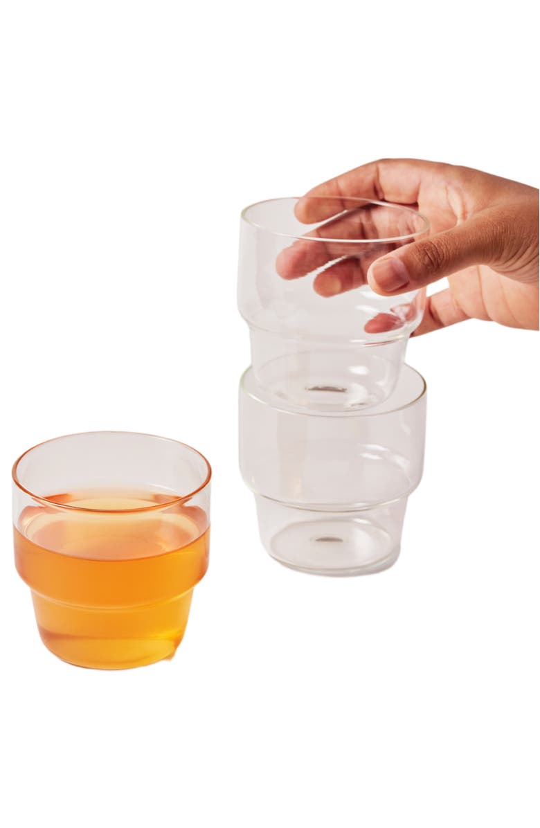 Fleck Stackable Glass Tumblers - Set of 4, Main, color, Clear