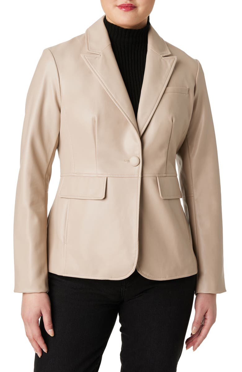 Sanctuary Faux Leather Blazer, Main, color, Sawdust