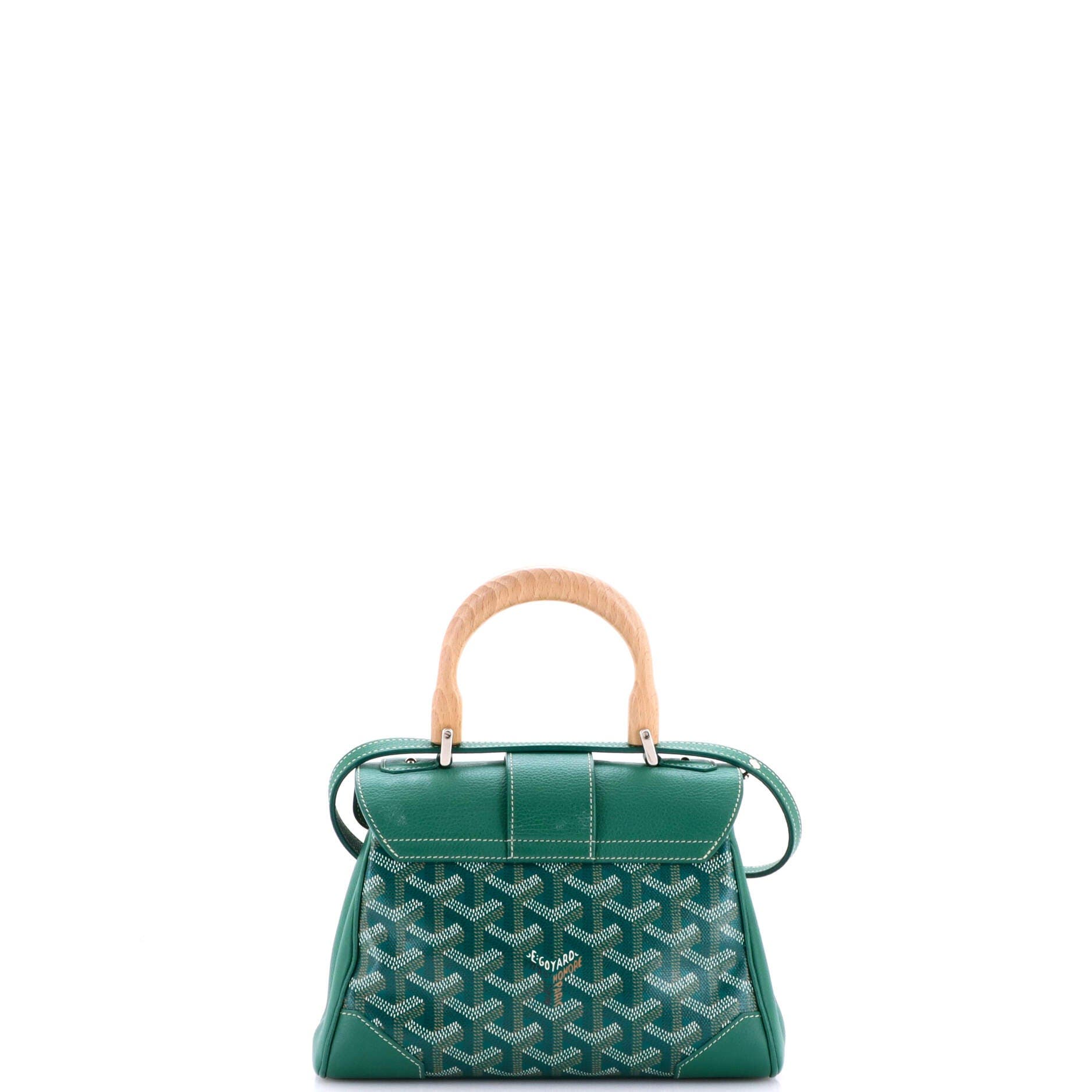 Pre-Owned Goyard Saigon Top Handle Bag Coated Canvas with Leather Mini, Alternate, color, Green