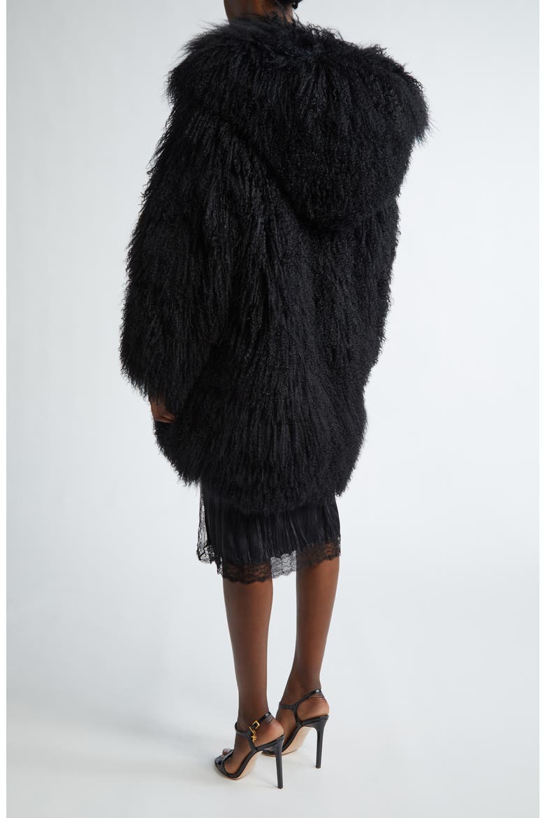 Genuine Shearling Clutch Coat, Alternate, color, BLACK