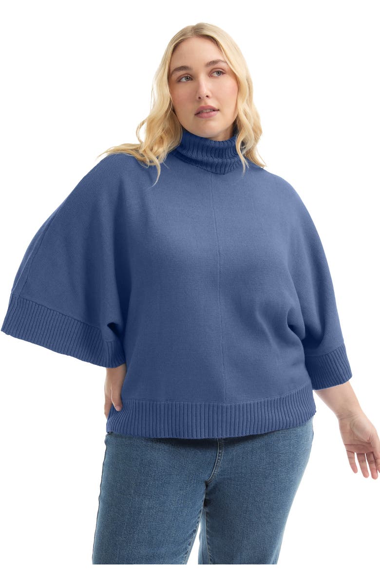 June + Vie Wide-Sleeve Turtleneck Sweater, Main, color, Ink Blue
