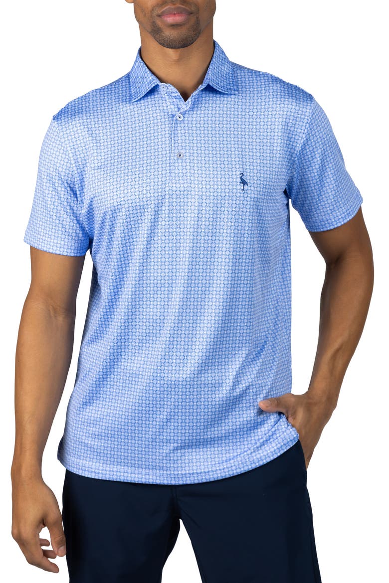 Captains Wheel Print Performance Polo, Main, color, BLUE