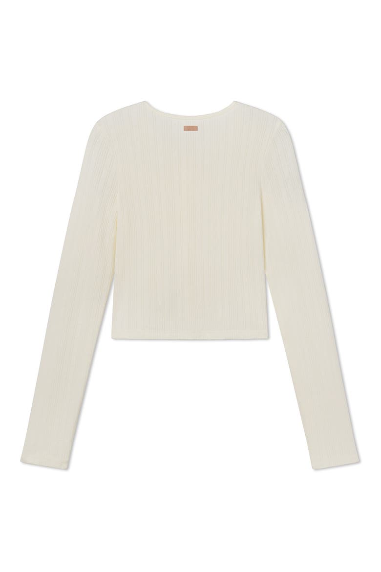 Short Sleeve Pointelle Cardigan, Alternate, color, TRANQUIL WHITE