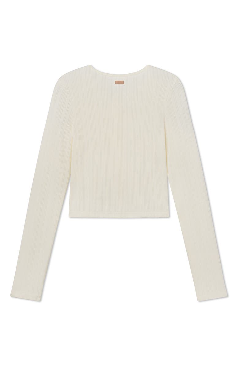 Lunya Short Sleeve Pointelle Cardigan, Alternate, color, Tranquil White