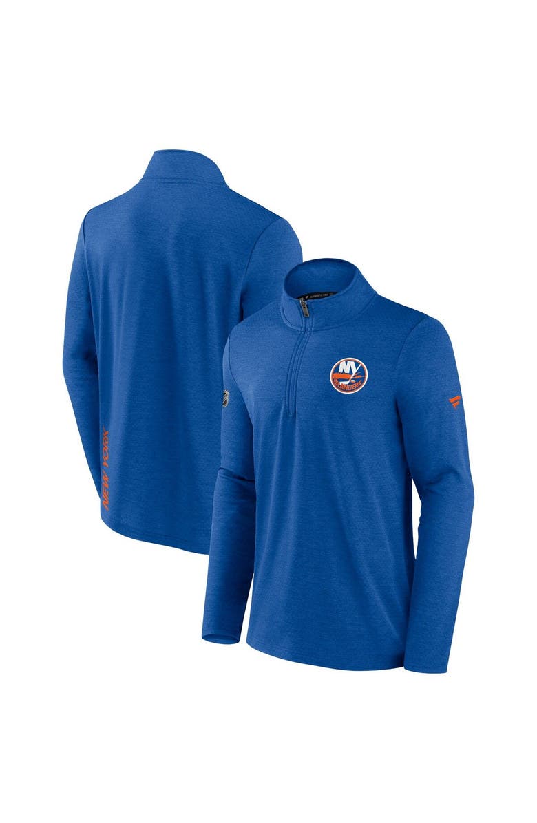 FANATICS Men's Fanatics Branded Heather Royal New York Islanders Authentic Pro Rink Quarter-Zip Jacket, Main, color, 