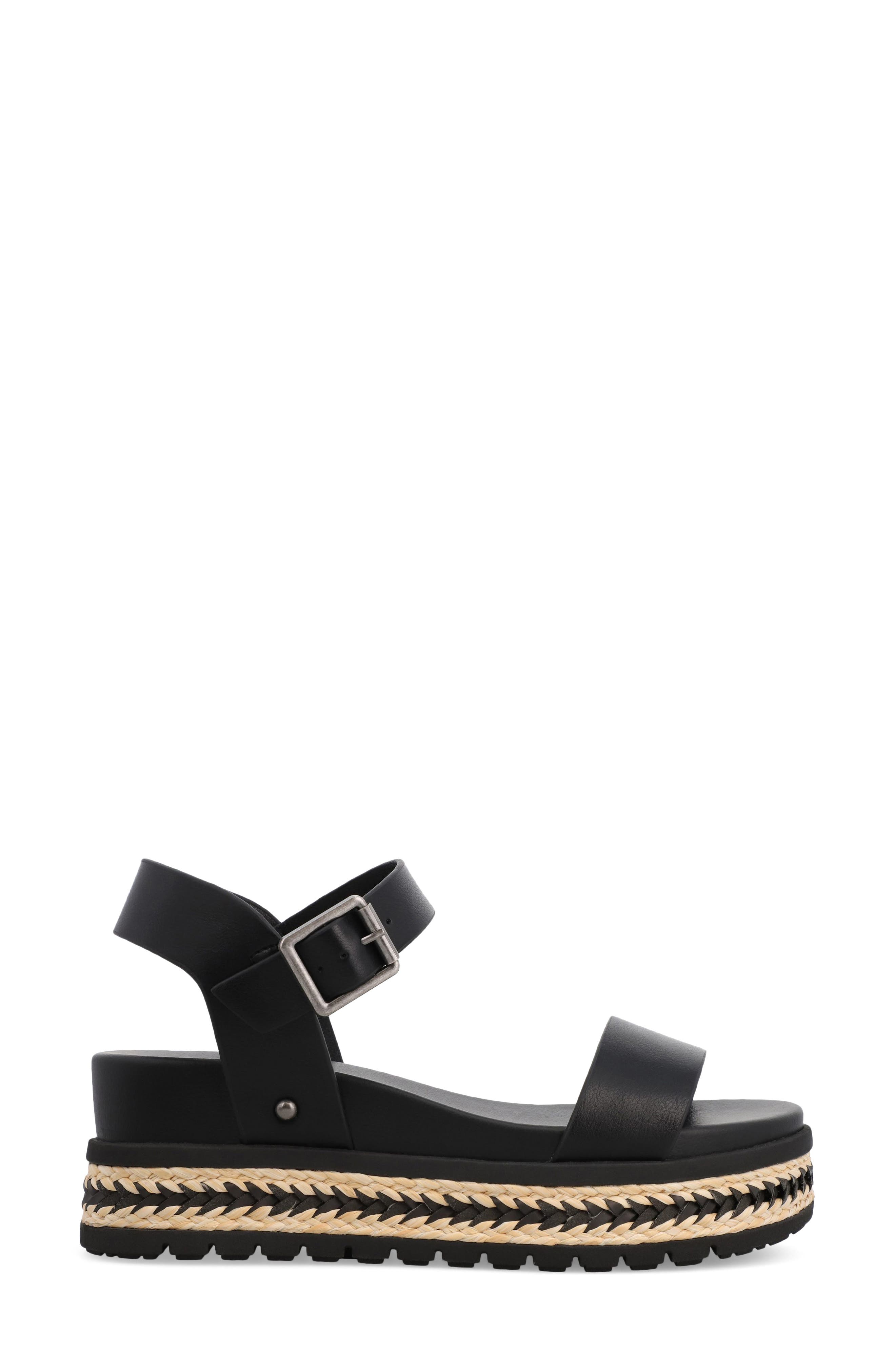 MIA Kiera Ankle Strap Platform Wedge Sandal, Alternate, color, Black/ Natural