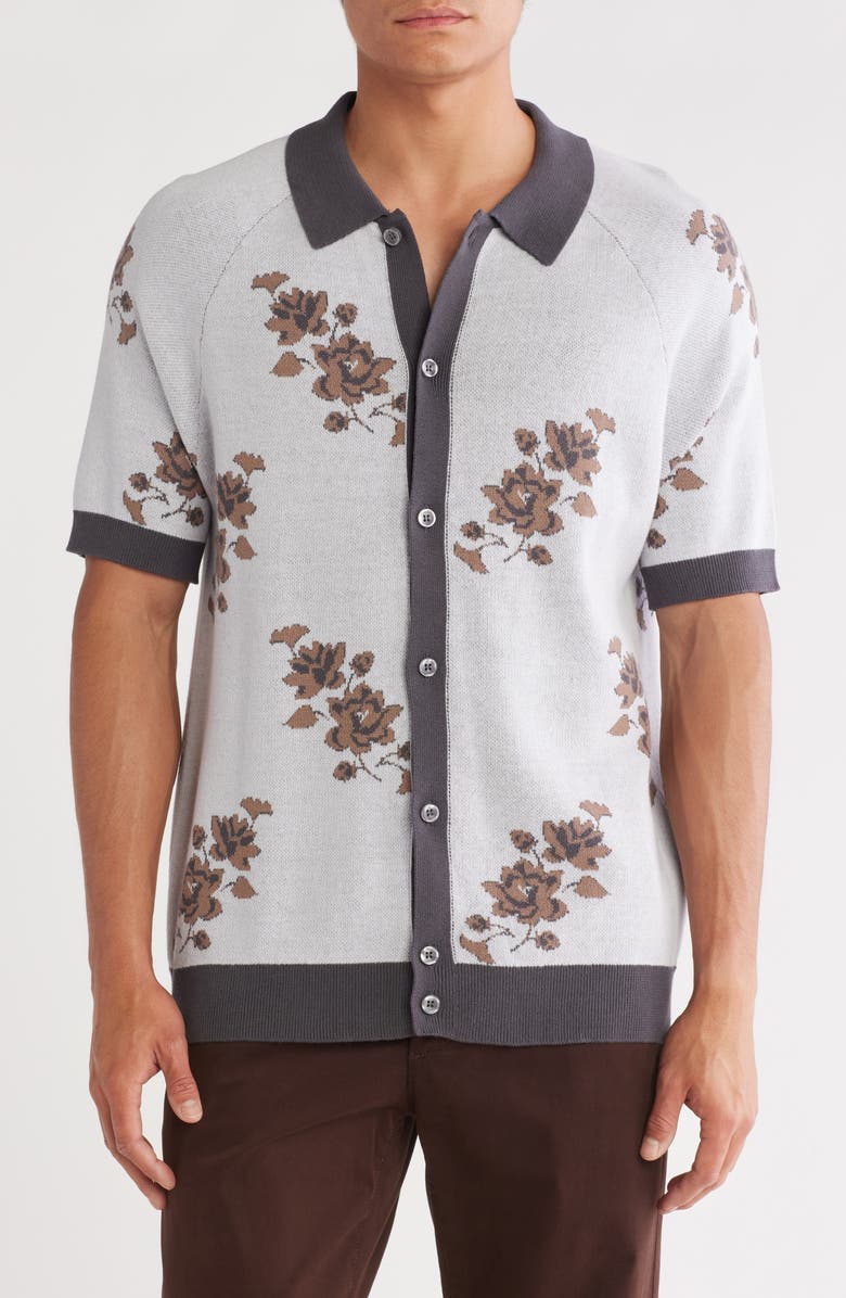 JASON WU Short Sleeve Button-Up Sweater, Main, color,