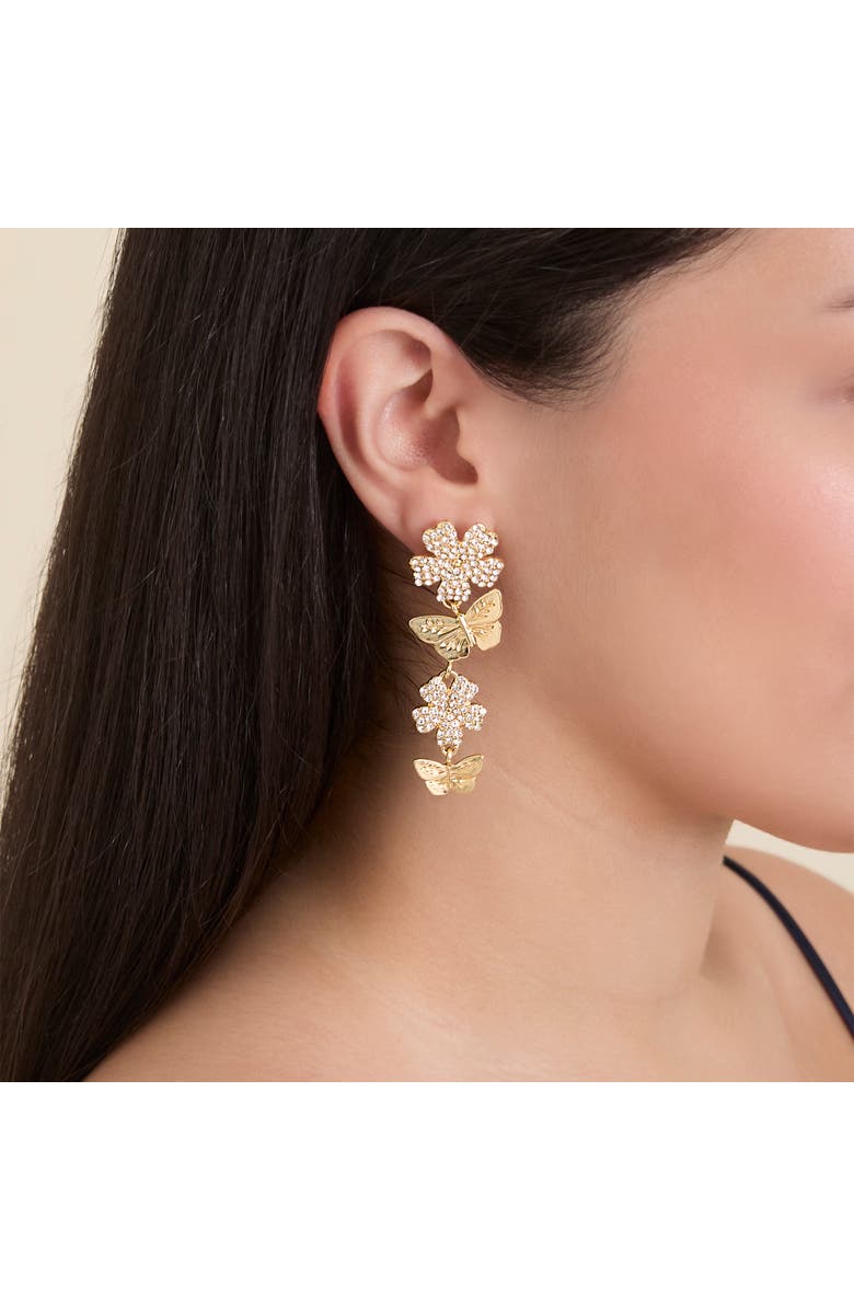 Jessica Simpson Vertical Butterfly Drop Earrings, Alternate, color, Gold