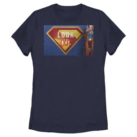 Women's Supergirl Look Out Graffiti Poster  Graphic T-Shirt