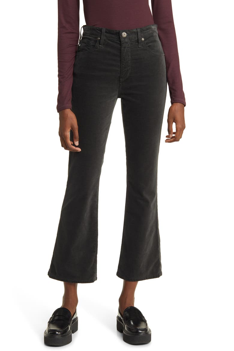Farrah High Waist Crop Bootcut Velvet Pants, Main, color, SMOOTH SLATE