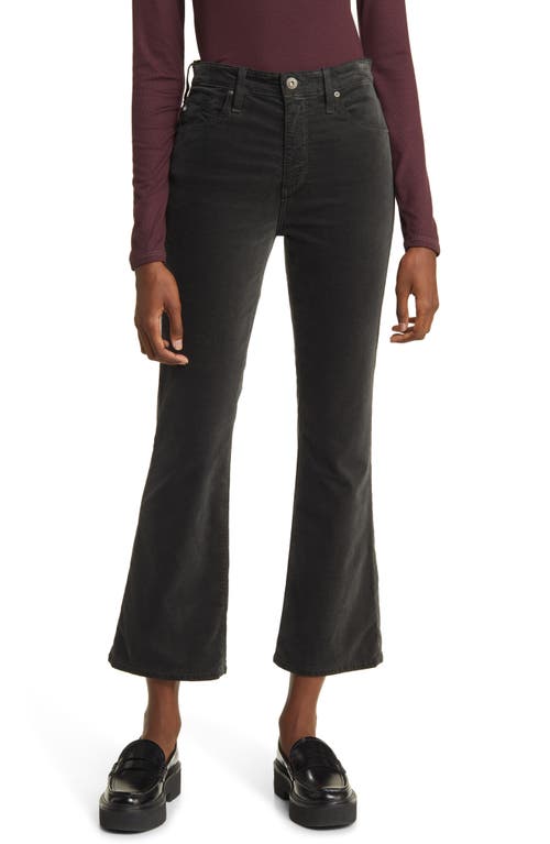 Ag Farrah High Waist Crop Bootcut Velvet Pants In Black