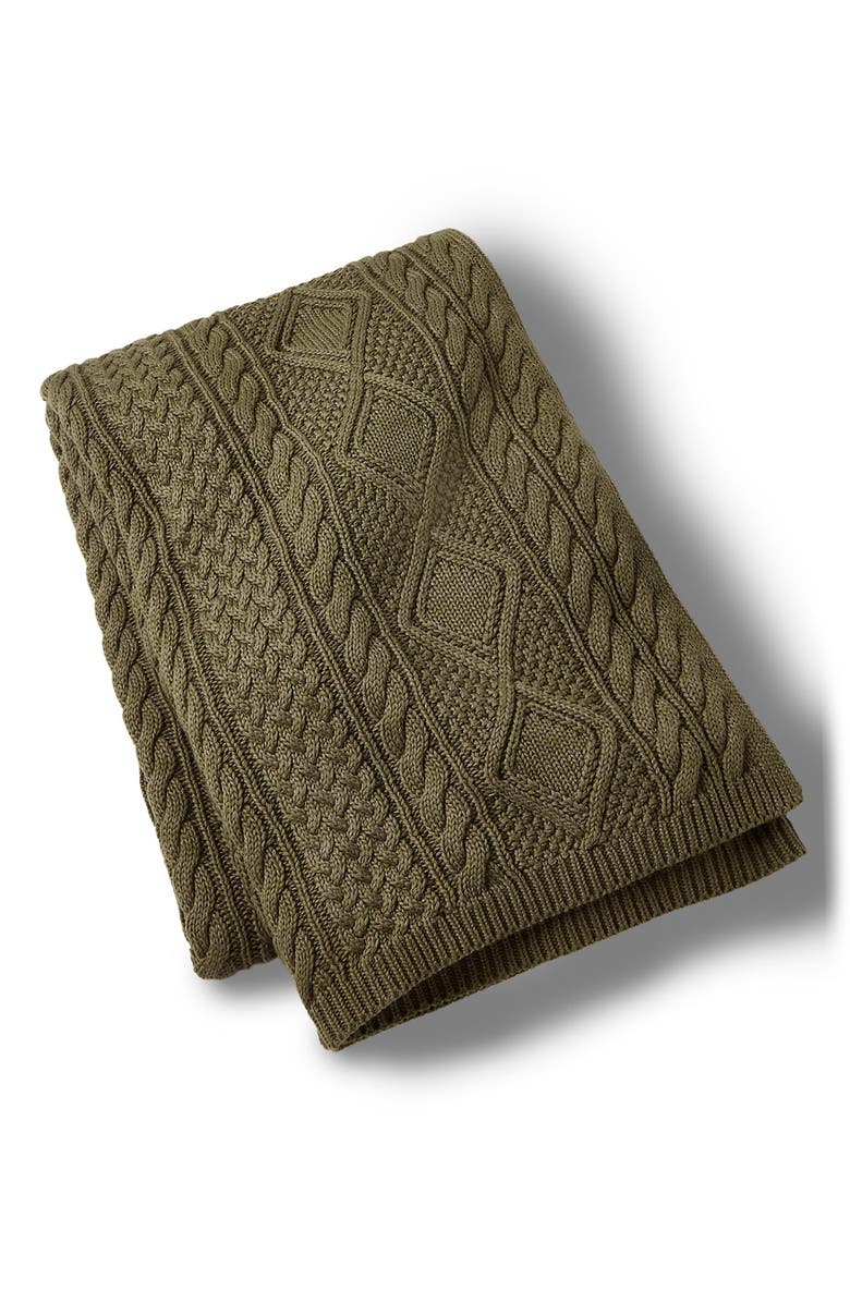 Ralph Lauren Bedford Cable Stitch Cotton Throw Blanket, Main, color,