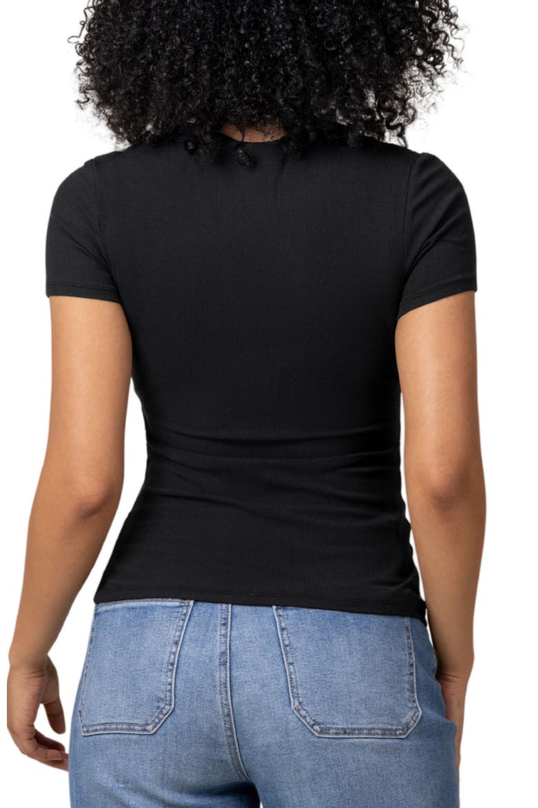 Ribbed Crew Neck Nursing T-shirt, Alternate, color, Black