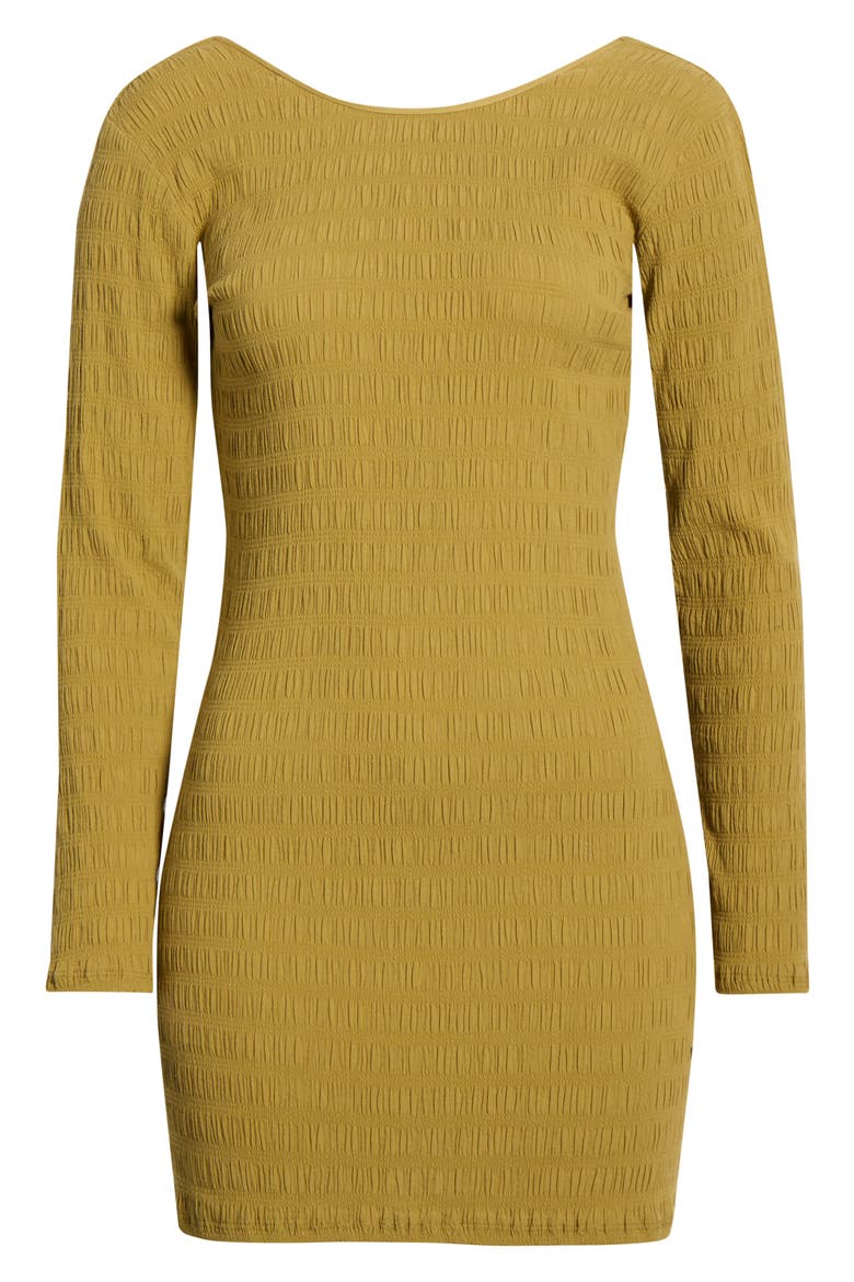 Dream Life Long Sleeve Pucker Knit Minidress, Alternate, color, MOSS