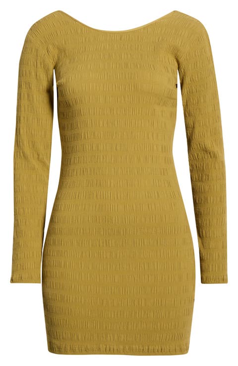 Dream Life Long Sleeve Pucker Knit Minidress