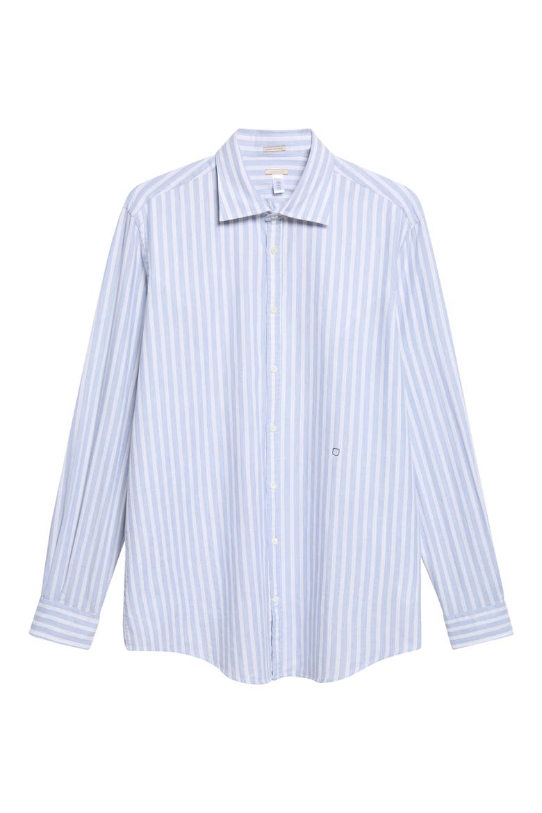 Genova Stripe Cotton Button-Up Shirt, Main, color, MARER