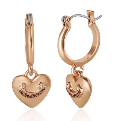 Gold-Tone Heart Charm Hoop Earrings