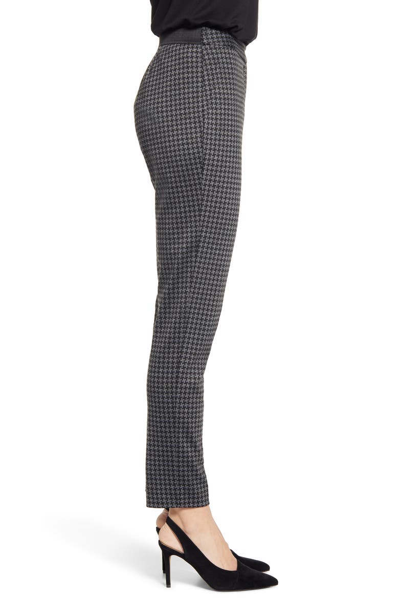 Houndstooth Check Ankle Skinny Ponte Pants, Alternate, color, RICH BLACK