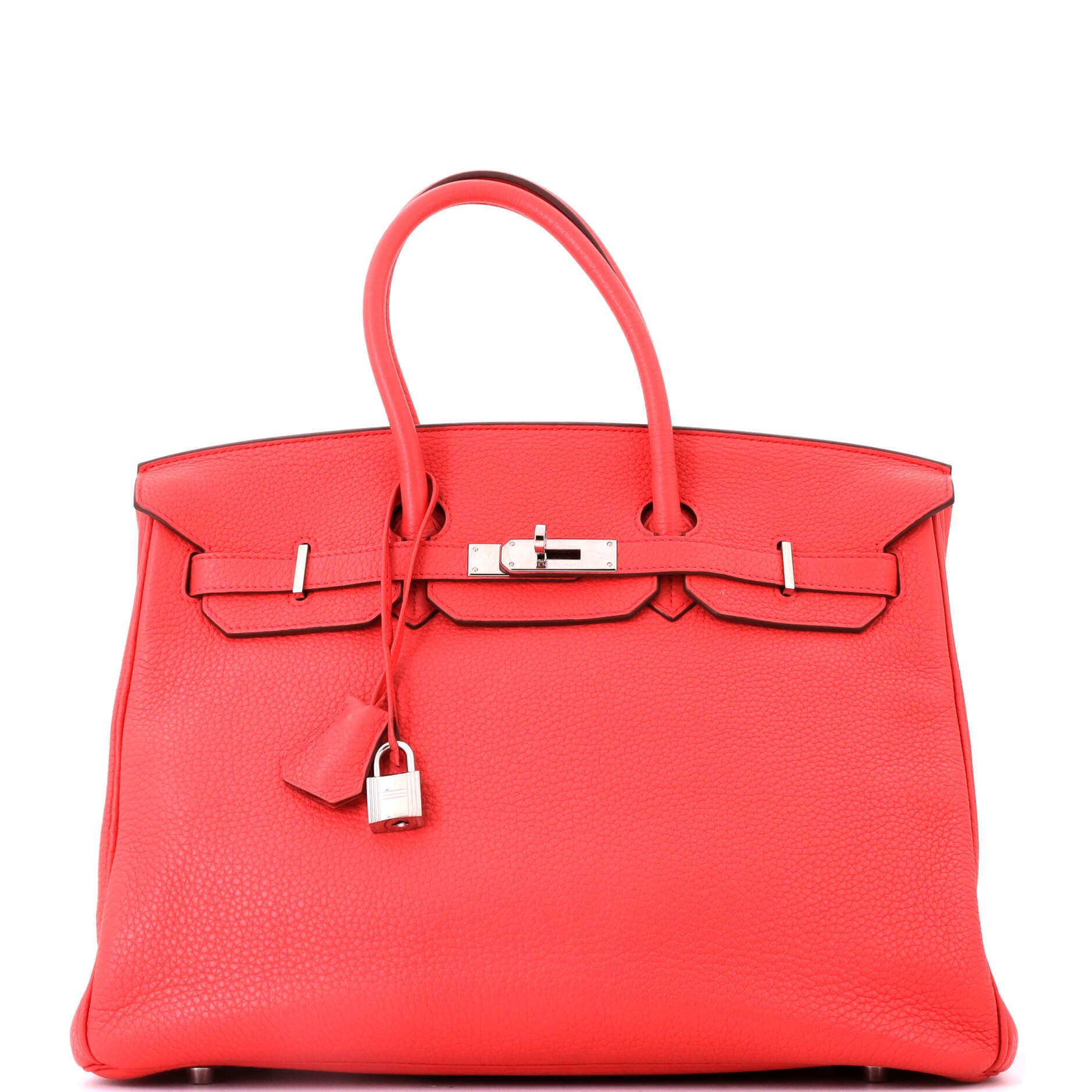 Pre-Owned Hermes Birkin Handbag Pink Clemence with Palladium Hardware 35, Main, color, Bougainvillier