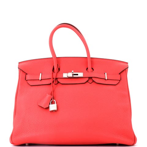 Birkin Handbag Pink Clemence with Palladium Hardware 35