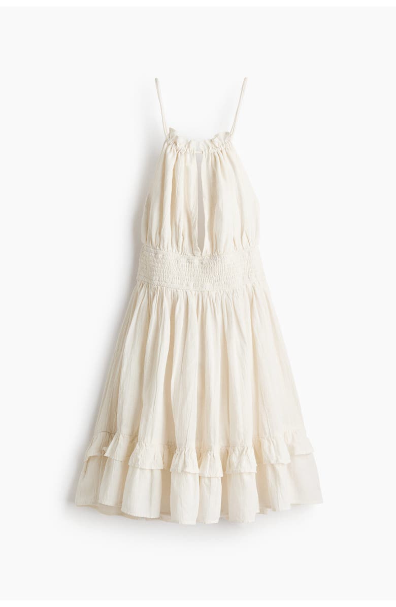 H&M Flared-skirt Linen-blend Dress, Main, color, Light Beige