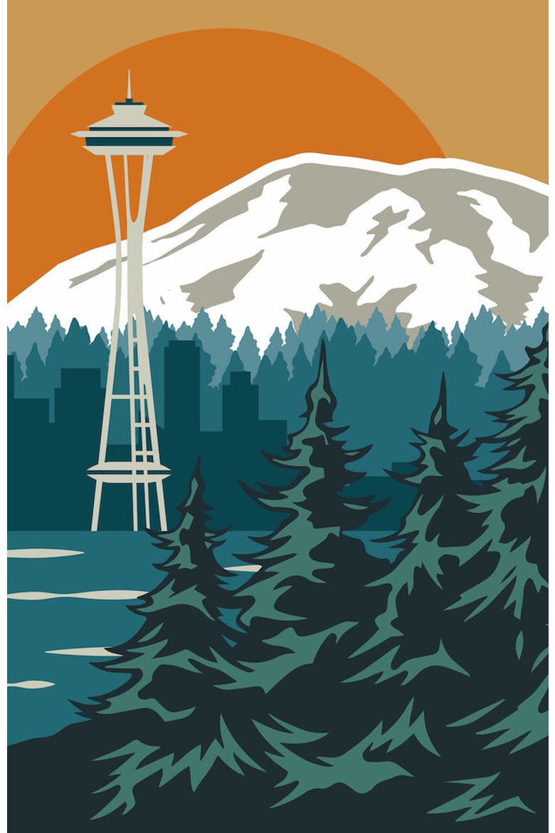 Space Out in Seattle Paint-by-Numbers Kit, Alternate, color, Orange / Teal