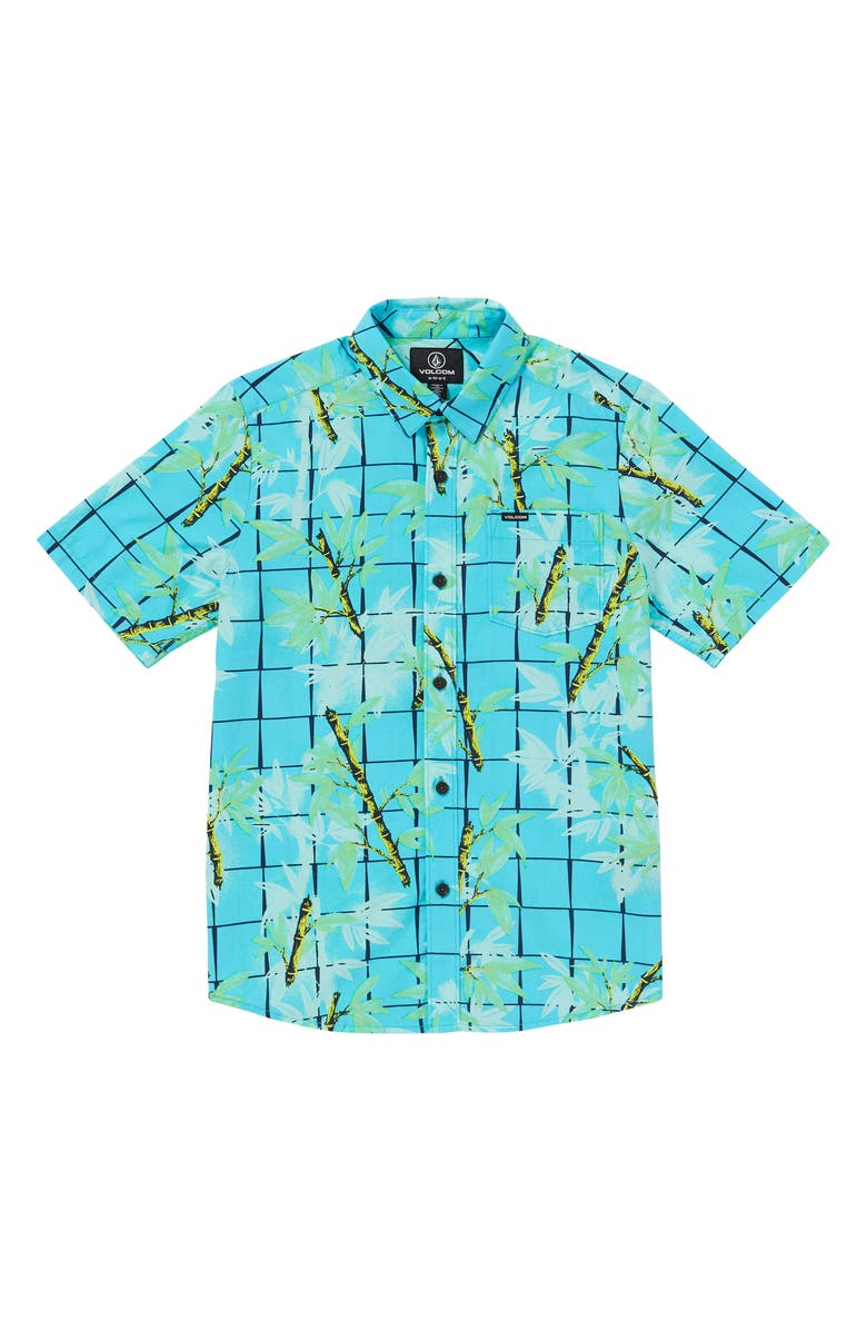 Volcom Kids' Bamboozeled Print Short Sleeve Button-Up Shirt, Main, color, 