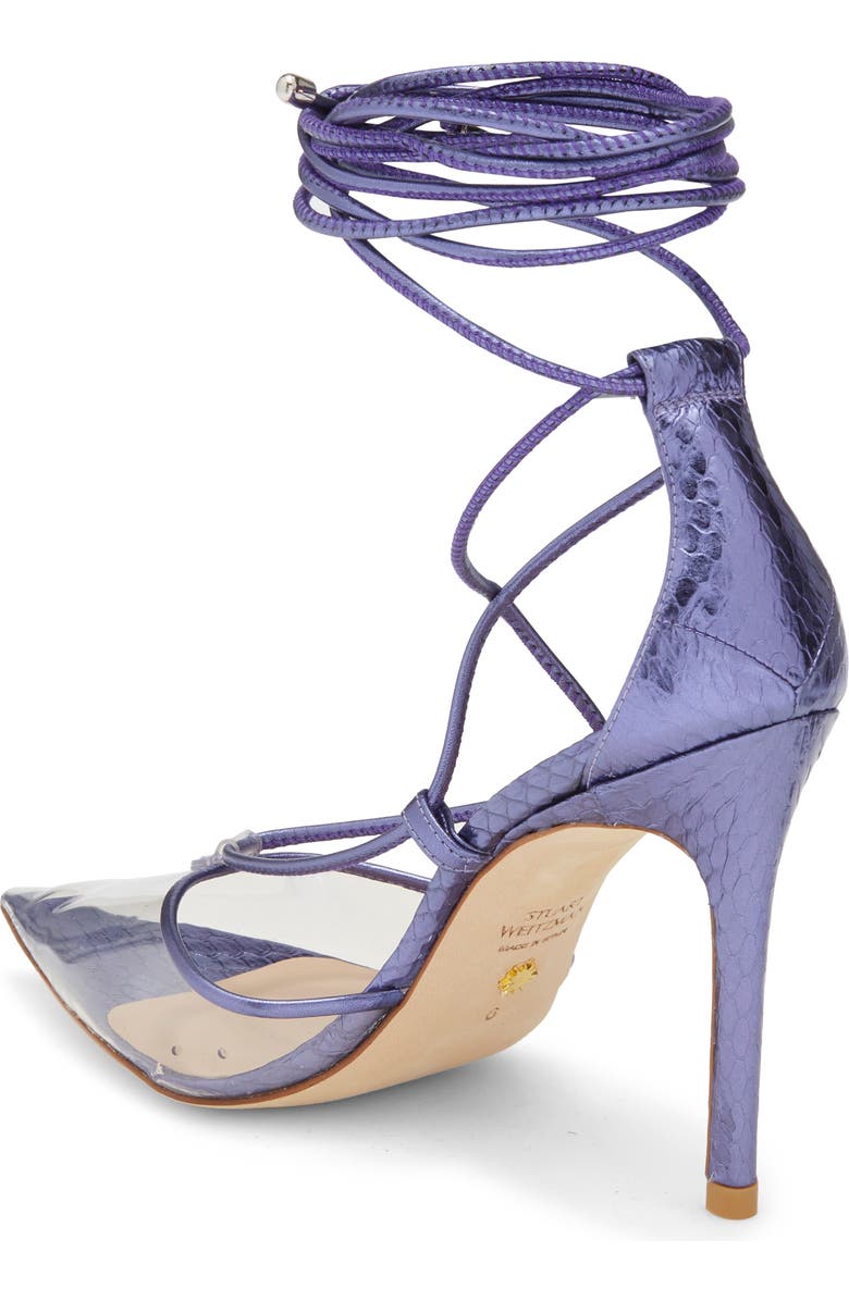 Stuart Weitzman Stuart Ankle Wrap Pump, Alternate, color, Amatista/ Clear