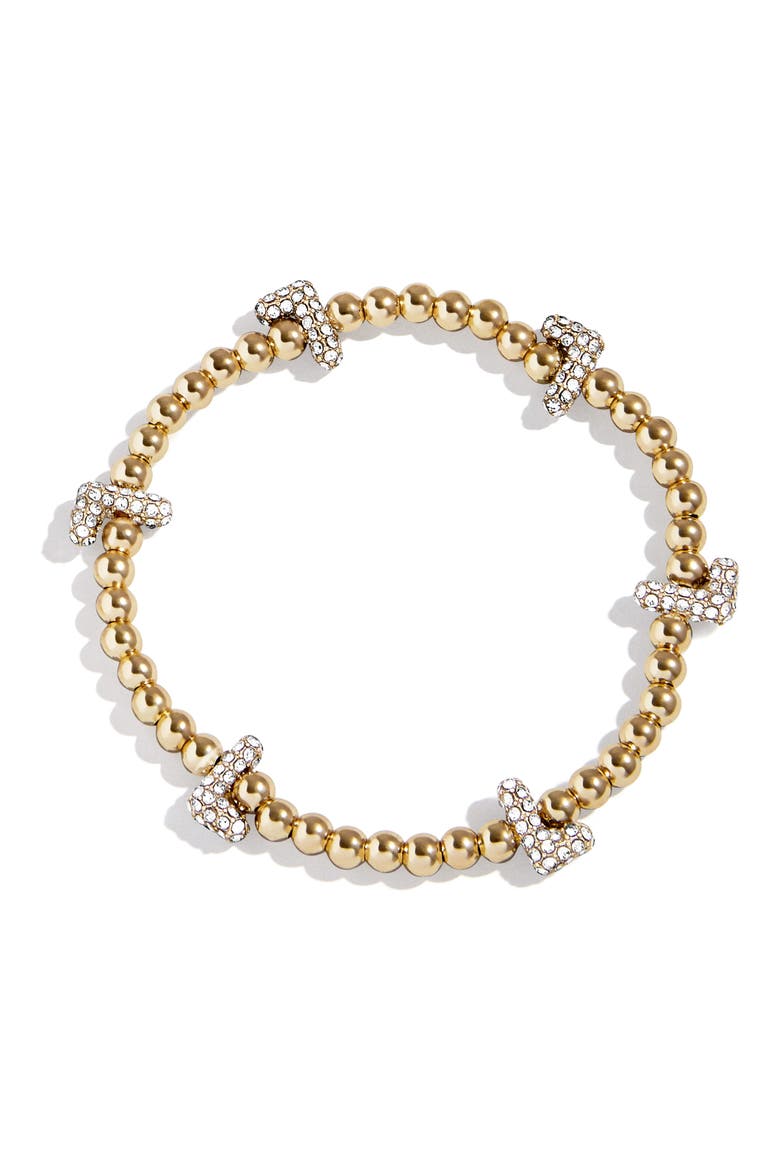 Pavé Pisa Station Beaded Bracelet, Main, color, GOLD L