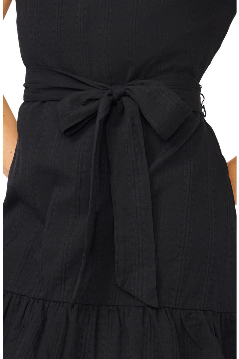 Ruffle Hem Sleeveless Tie Waist Minidress, Alternate, color, RICH BLACK