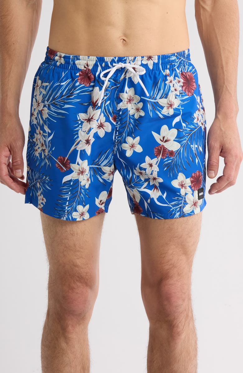 BOSS Piranha Recycled Polyester Swim Trunks, Main, color, Medium Blue